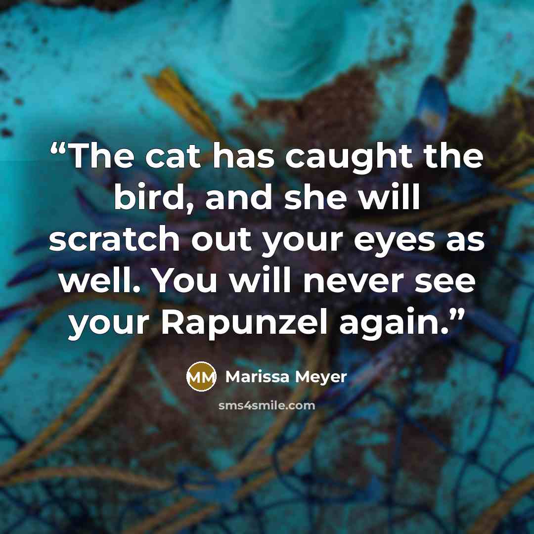 “The cat has caught the bird, and she will scratch out your eyes as well. You will never see your Rapunzel again.” quote by Marissa Meyer