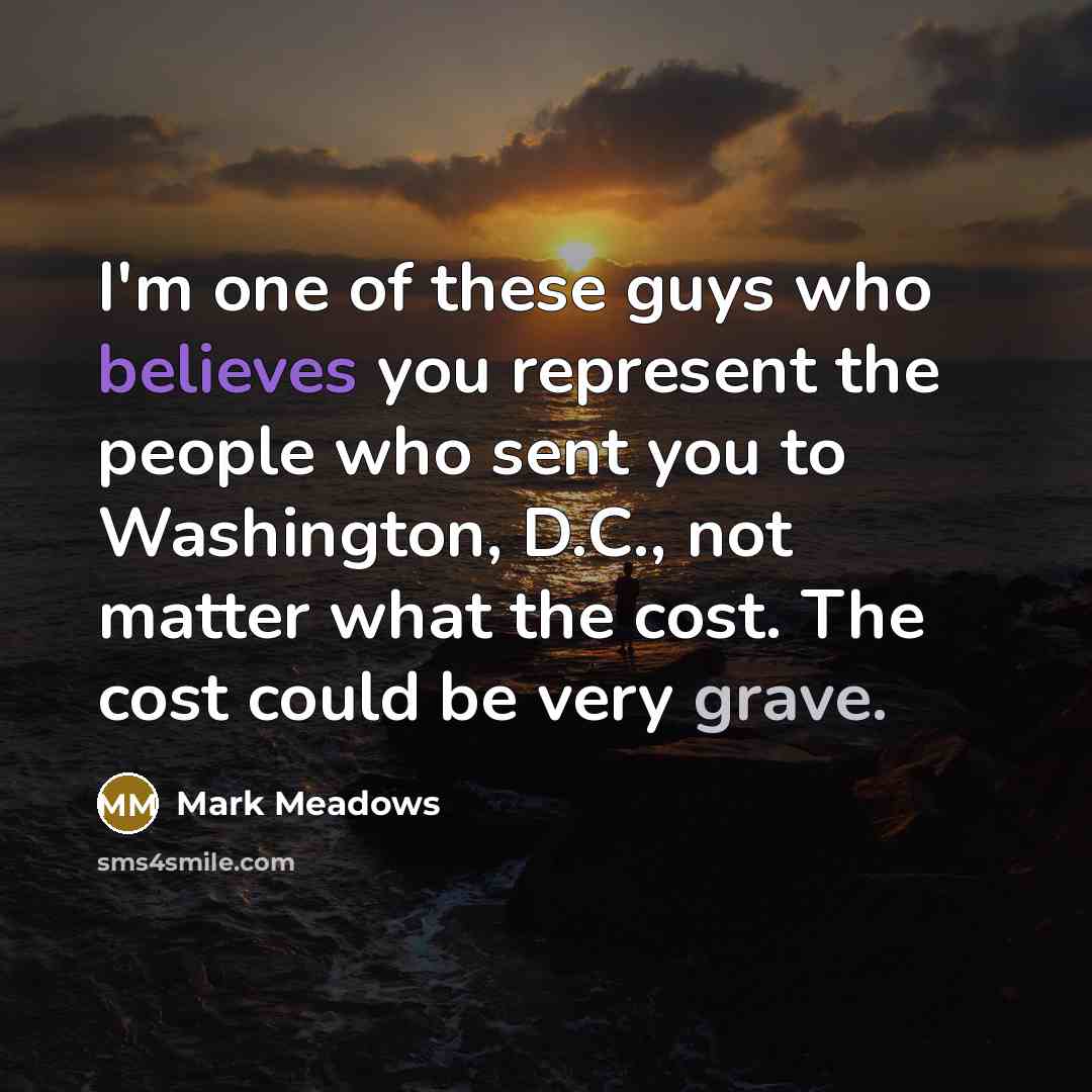 “I'm one of these guys who believes you represent the…” quote by Mark Meadows