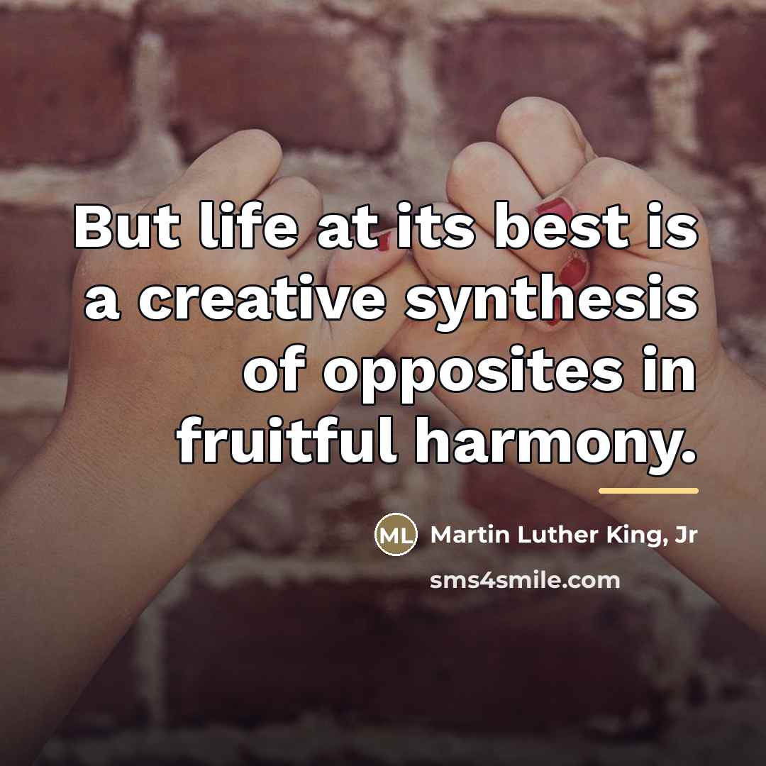 “But life at its best is a creative synthesis of…” quote by Martin Luther King, Jr