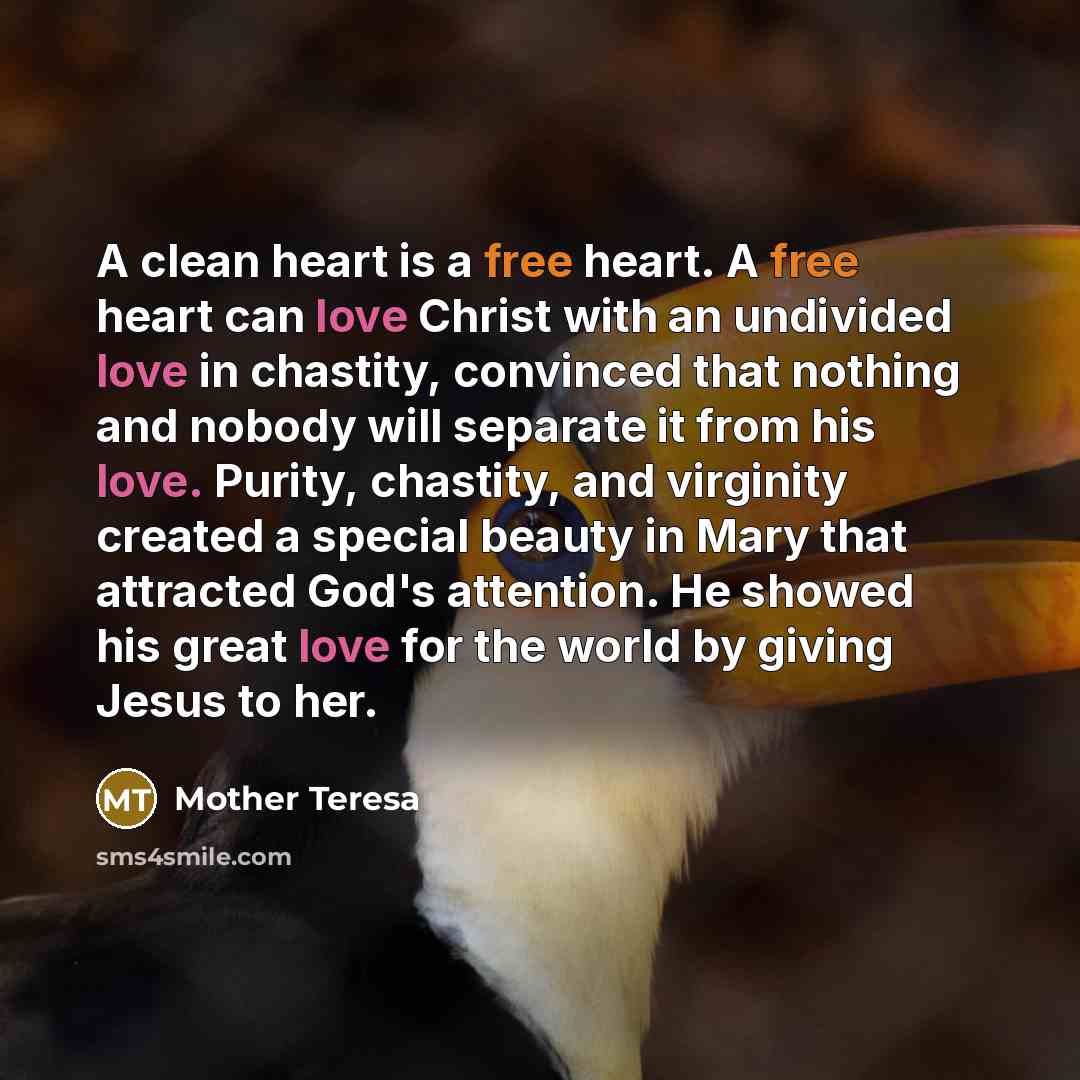 “A clean heart is a free heart. A free heart…” quote by Mother Teresa