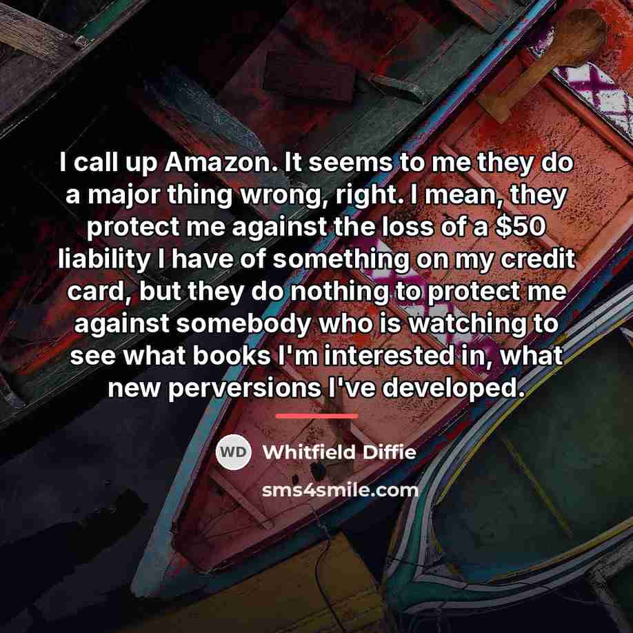 “I call up Amazon. It seems to me they do…” quote by Whitfield Diffie