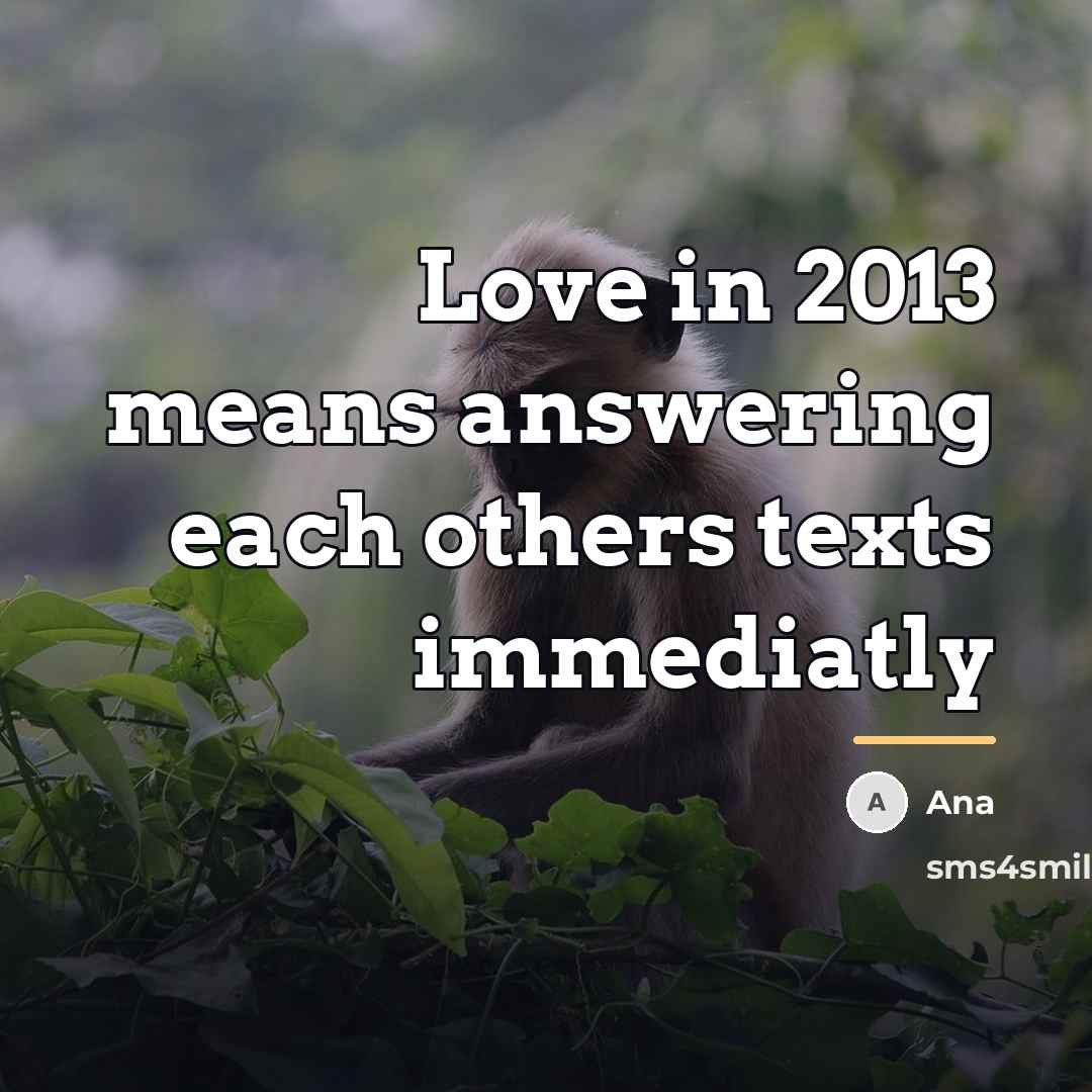 “Love in 2013 means answering each others texts immediatly…” quote by Ana