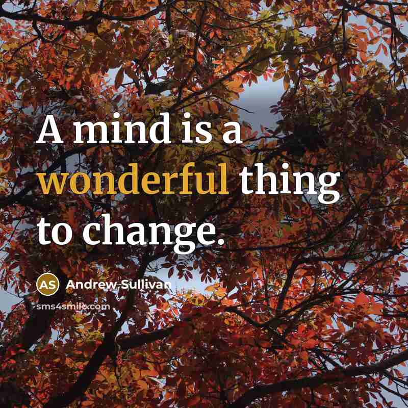 “A mind is a wonderful thing to change.…” quote by Andrew Sullivan