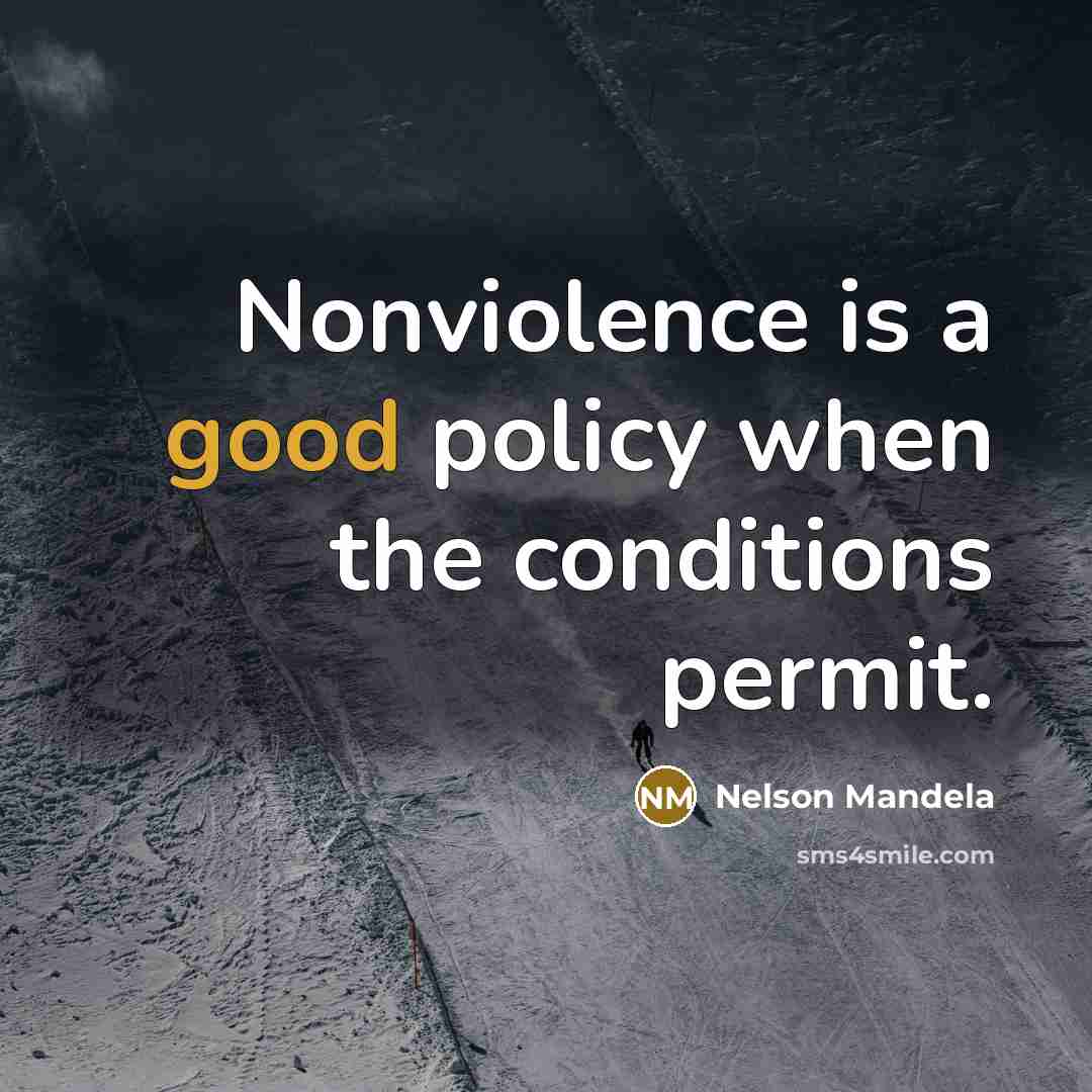 “Nonviolence is a good policy when the conditions permit.…” quote by Nelson Mandela