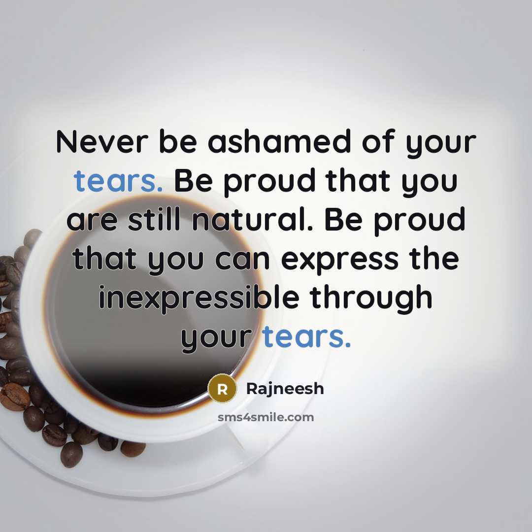 “Never be ashamed of your tears. Be proud that you…” quote by Rajneesh