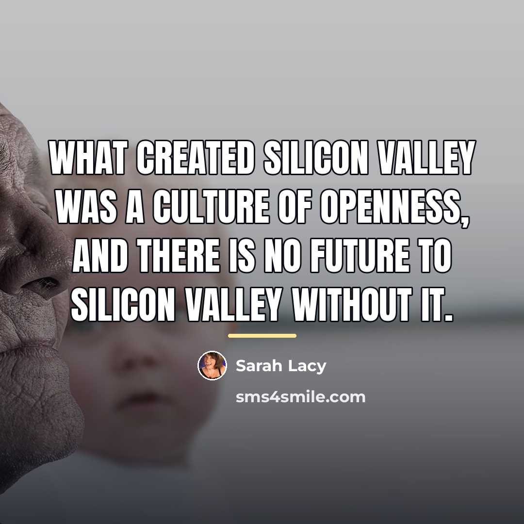 “What created Silicon Valley was a culture of openness, and…” quote by Sarah Lacy