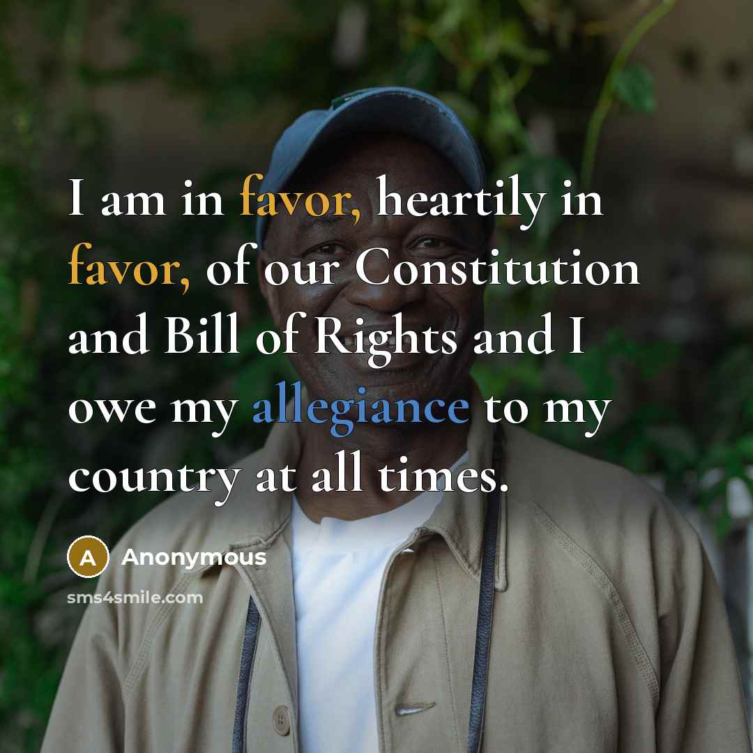 “I am in favor, heartily in favor, of our Constitution…” quote by Anonymous