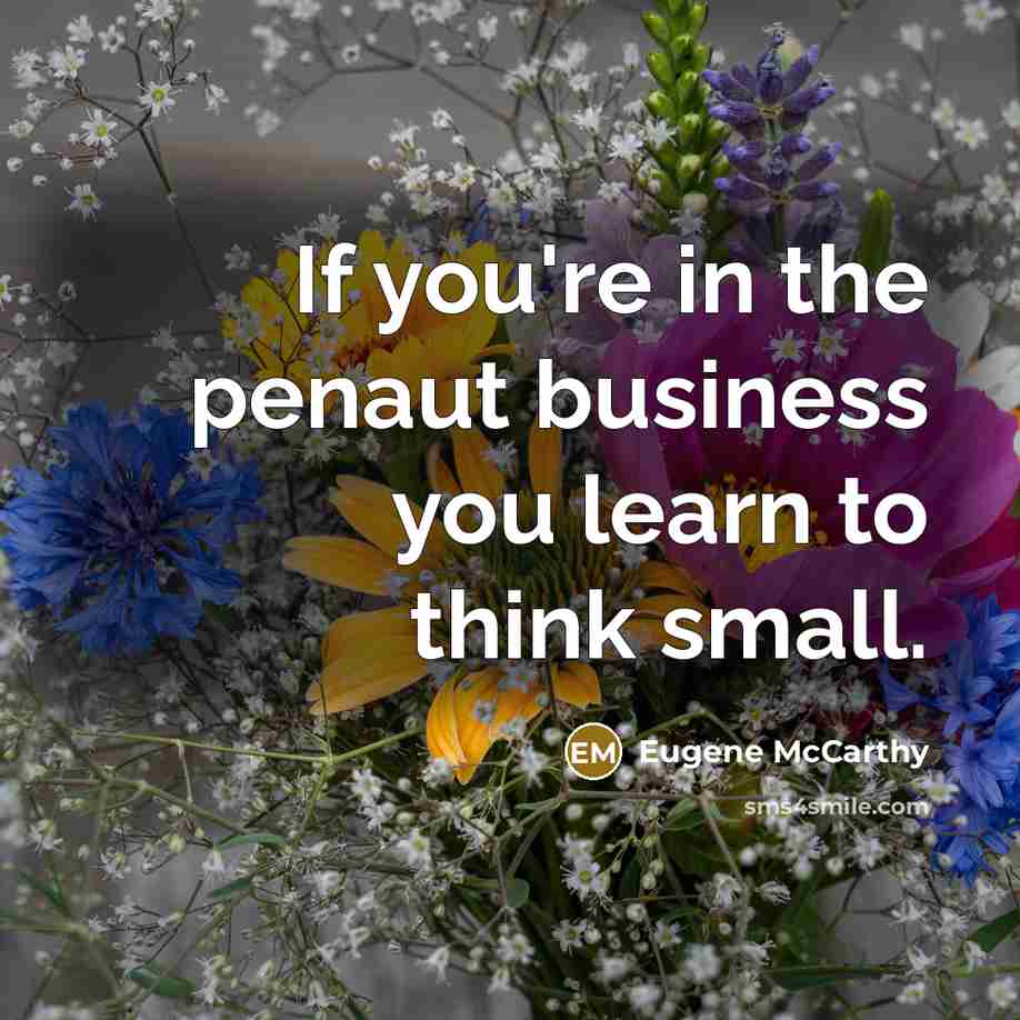 “If you're in the penaut business you learn to think…” quote by Eugene McCarthy