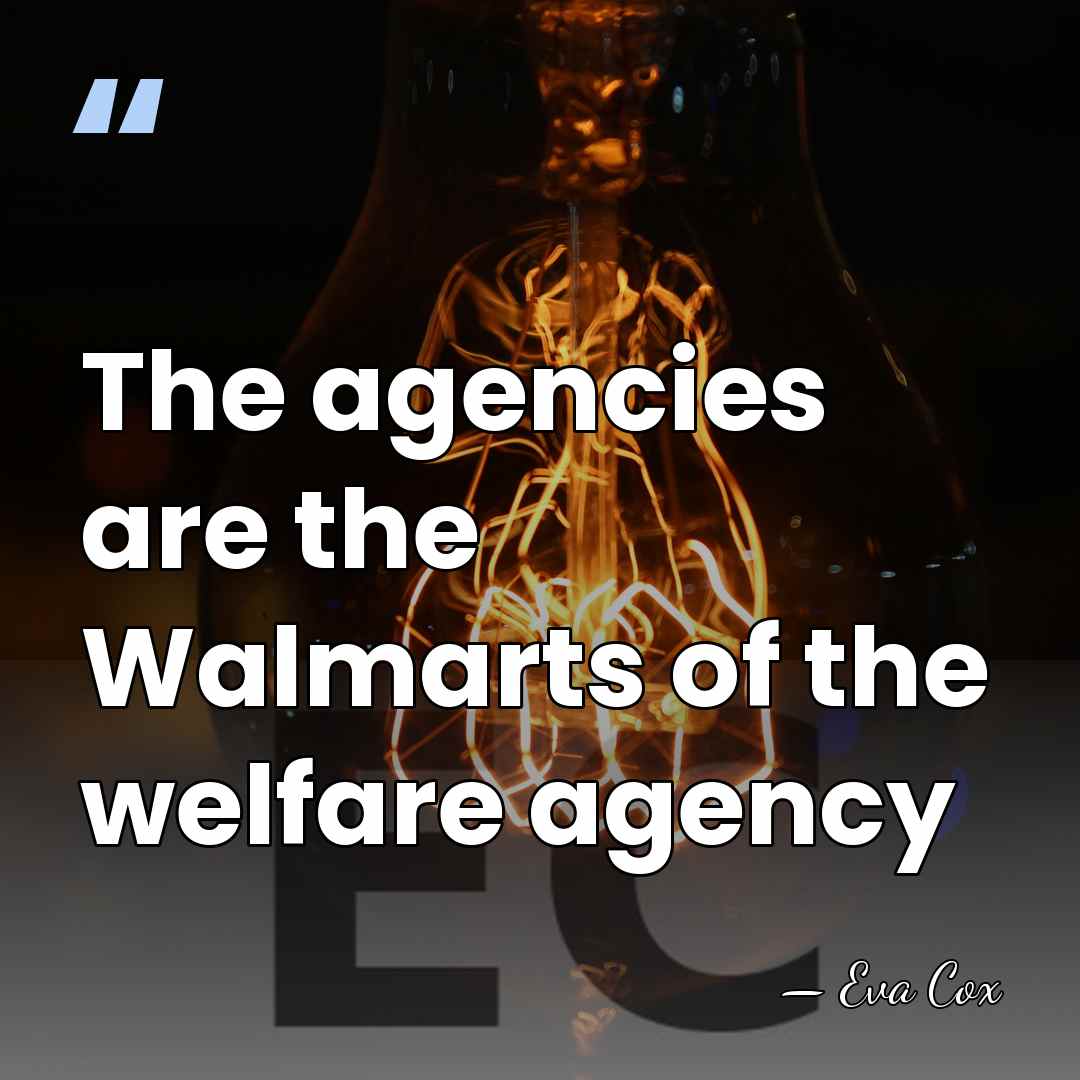 The agencies are the Walmarts of the welfare agency - Eva Cox