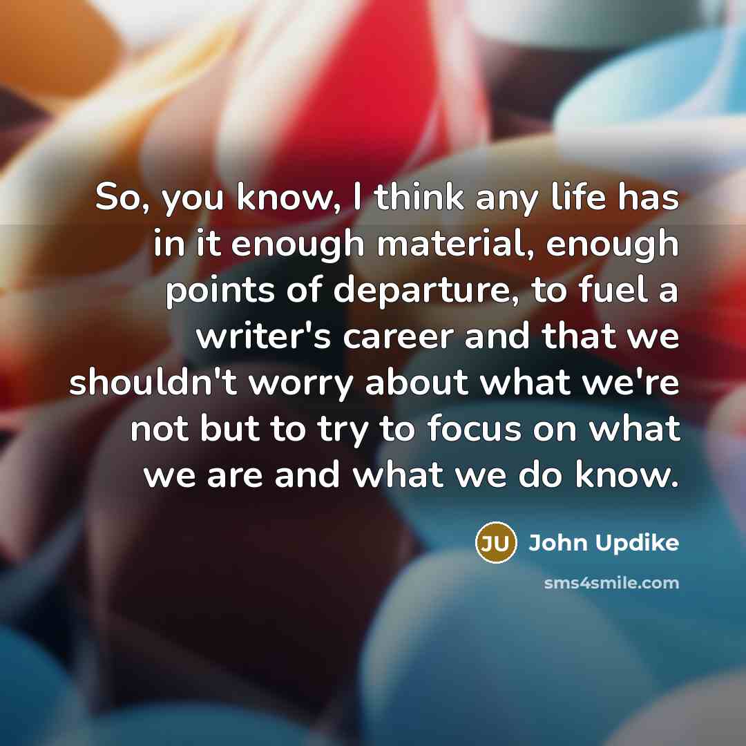 “So, you know, I think any life has in it…” quote by John Updike