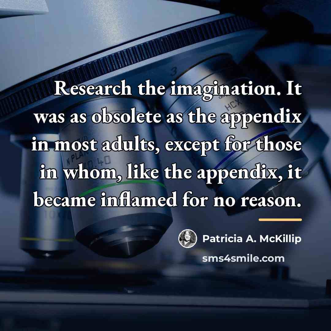 “Research the imagination. It was as obsolete as the appendix…” quote by Patricia A. McKillip