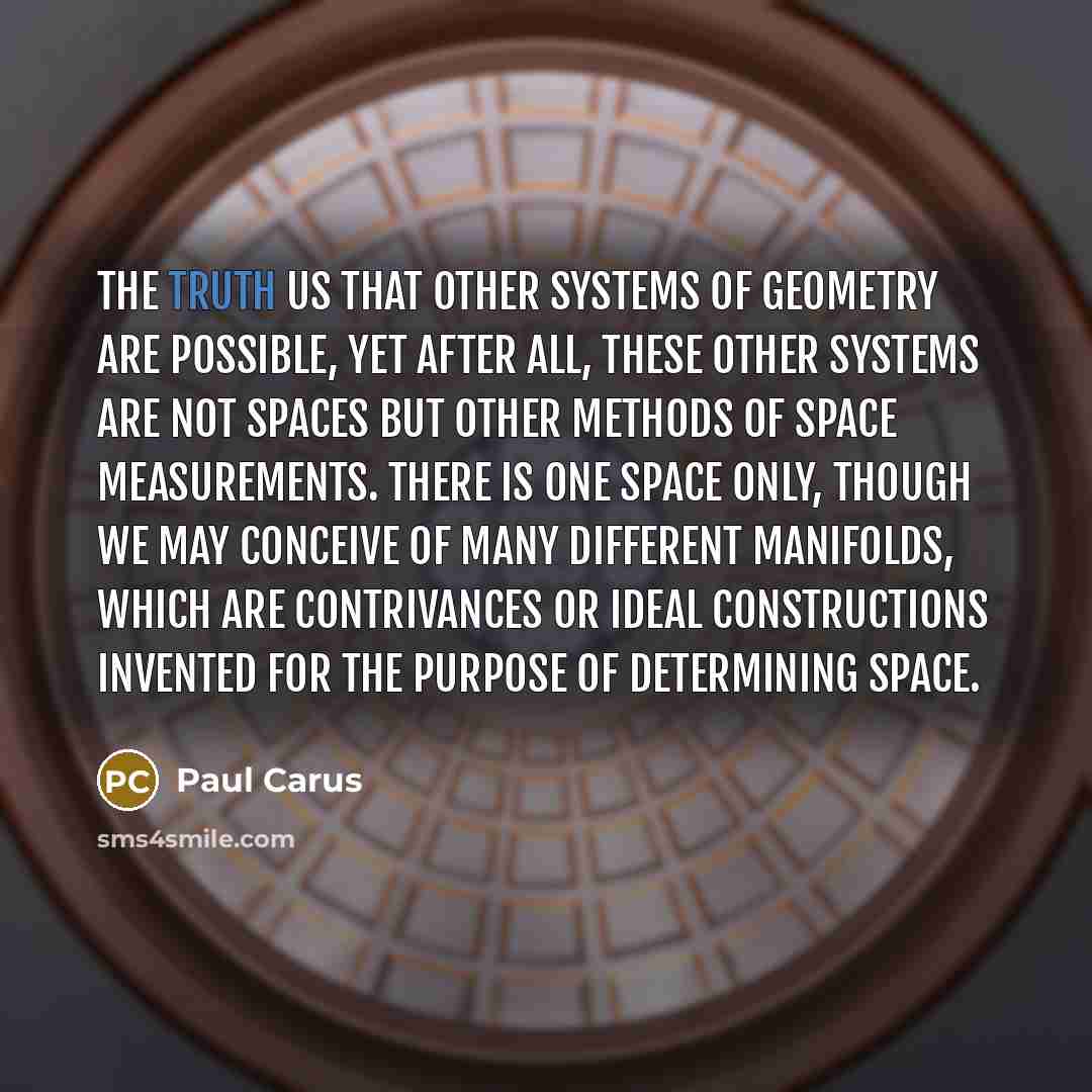 “The truth us that other systems of geometry are possible,…” quote by Paul Carus