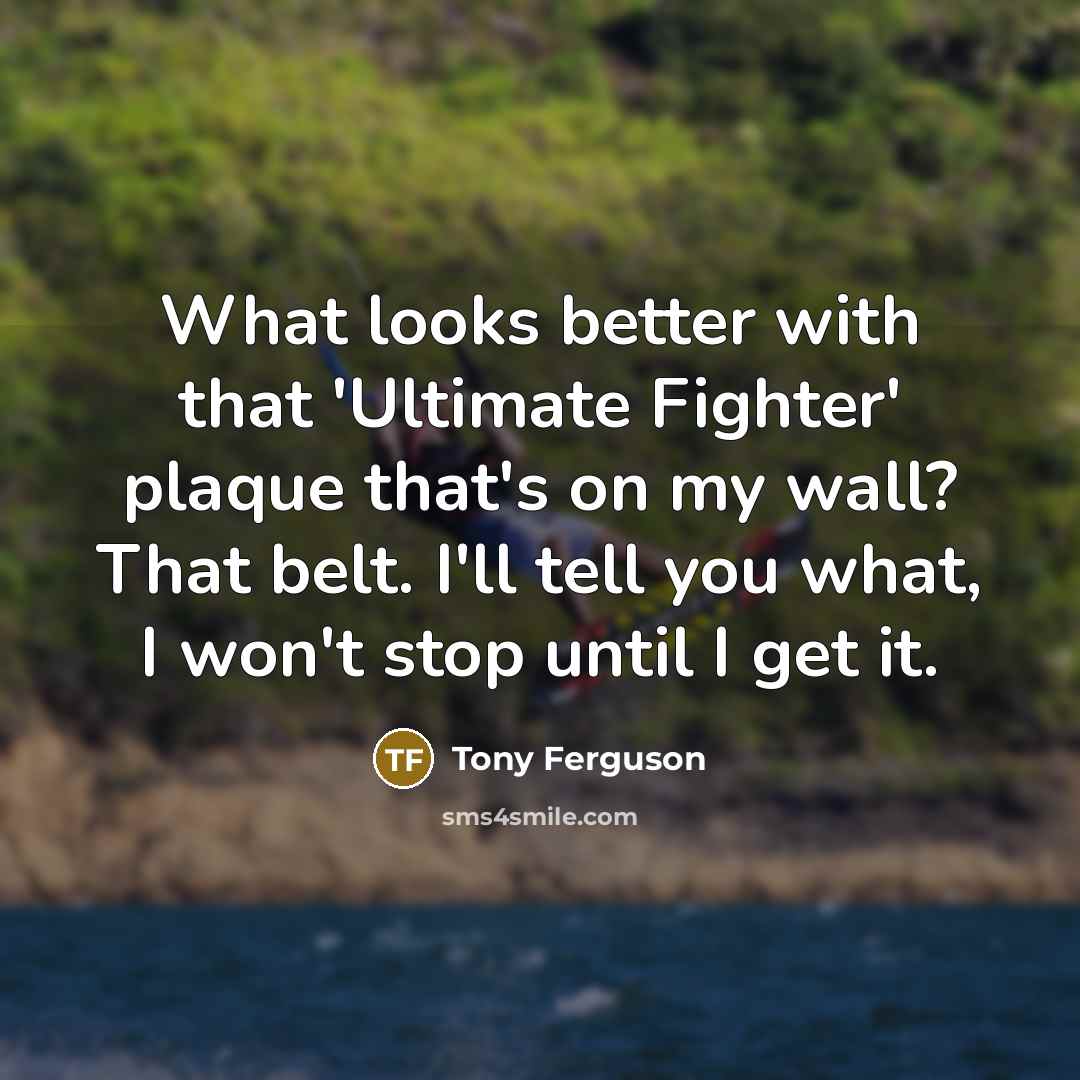 “What looks better with that 'Ultimate Fighter' plaque that's on…” quote by Tony Ferguson