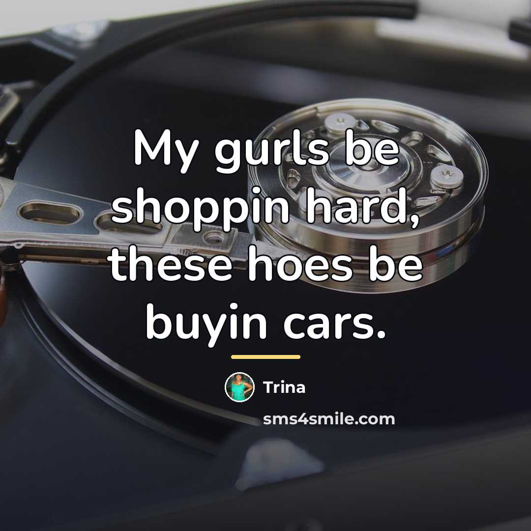 “My gurls be shoppin hard, these hoes be buyin cars.…” quote by Trina