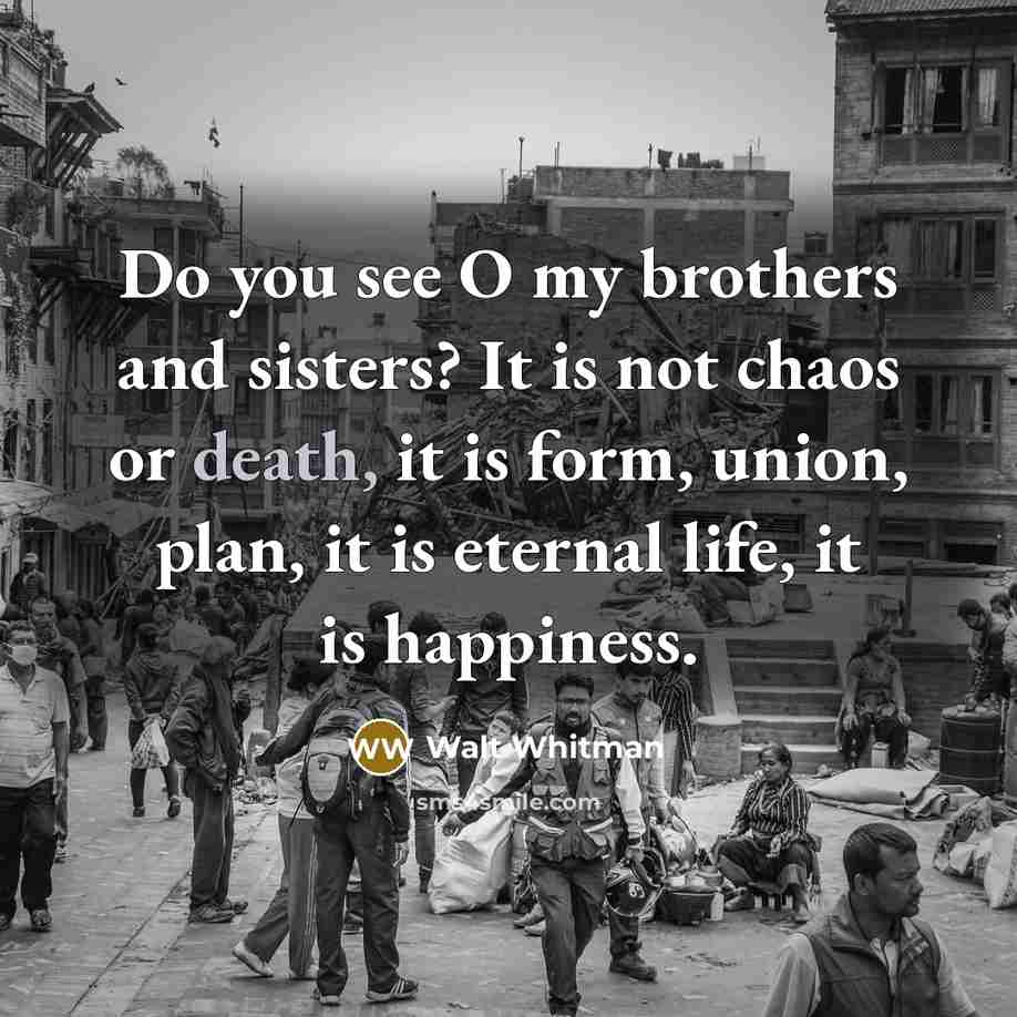 “Do you see O my brothers and sisters? It is…” quote by Walt Whitman