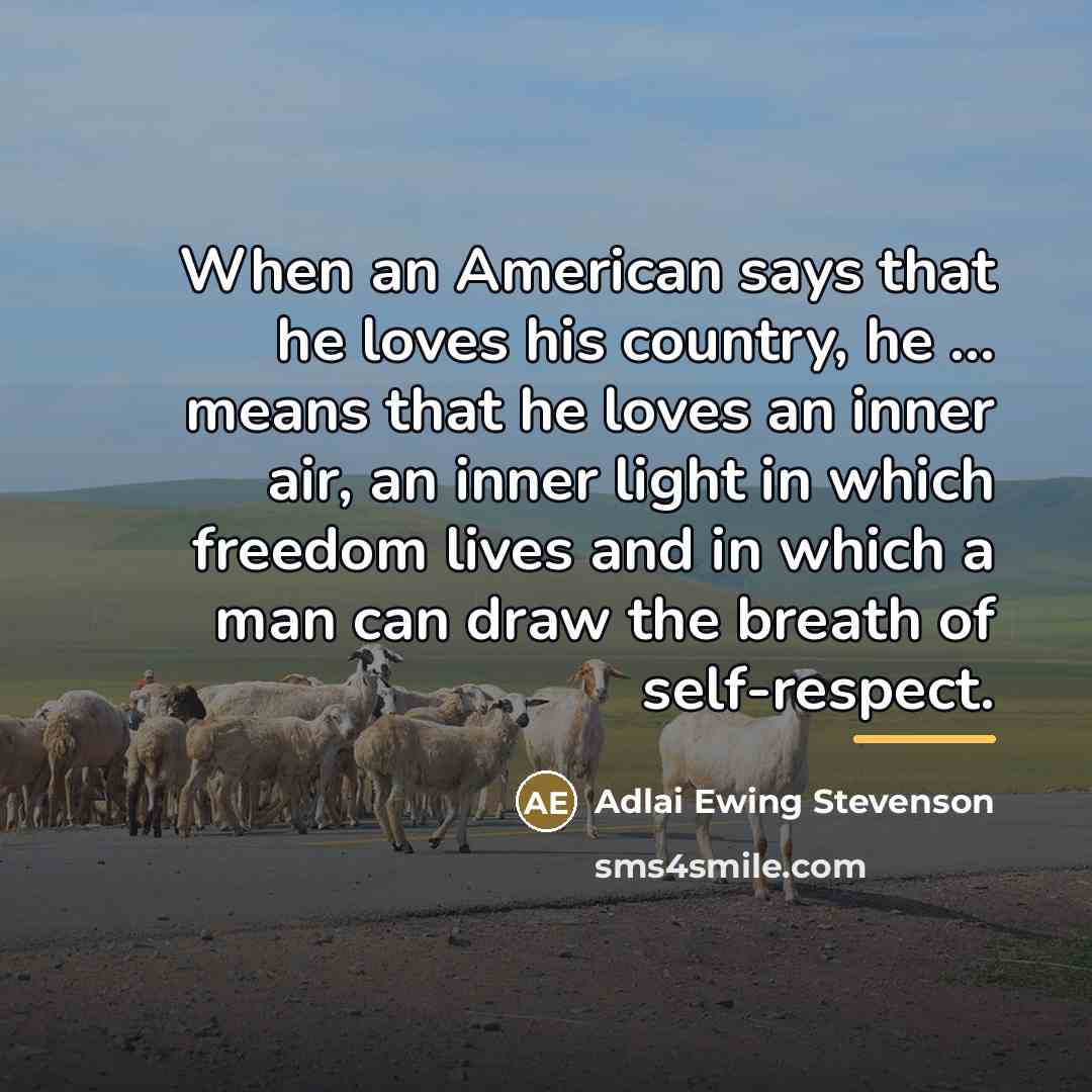 “When an American says that he loves his country, he…” quote by Anonymous