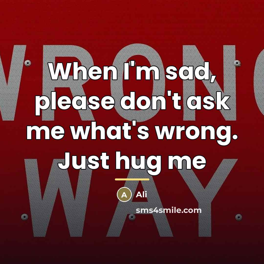 “When I'm sad, please don't ask me what's wrong. Just…” quote by Ali