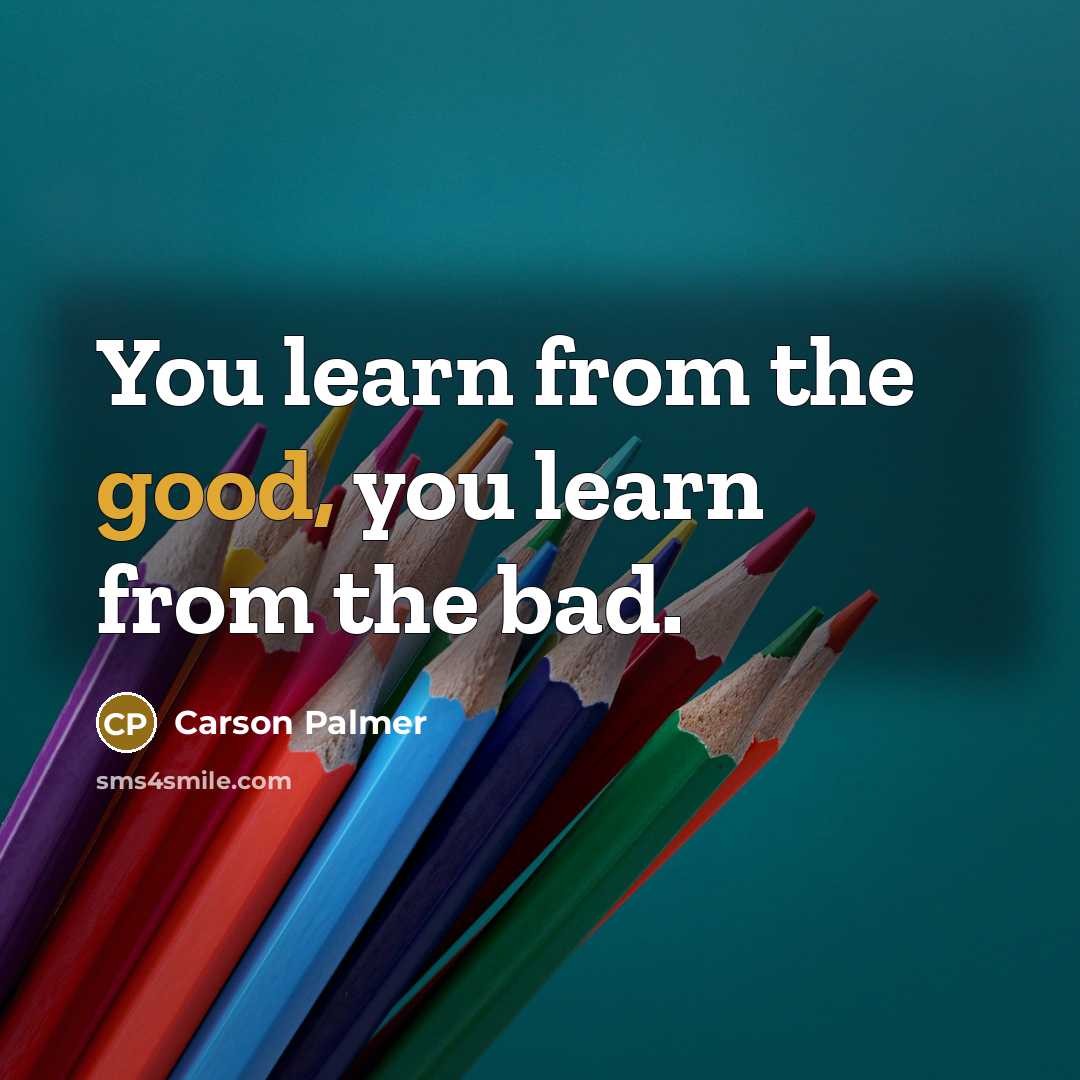 “You learn from the good, you learn from the bad.…” quote by Carson Palmer