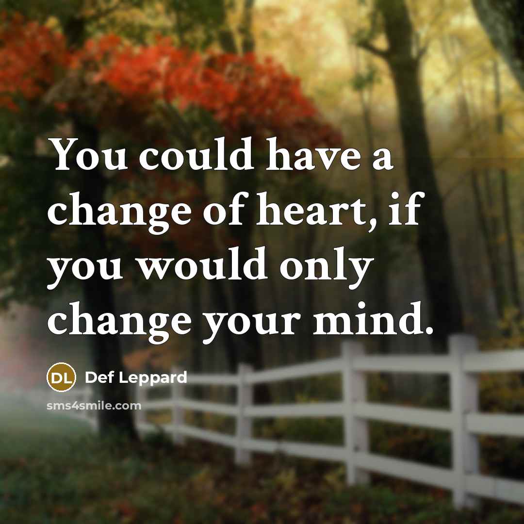 “You could have a change of heart, if you would…” quote by Def Leppard