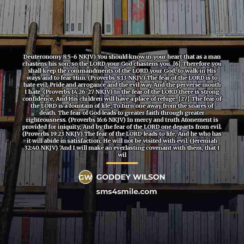 “Deuteronomy 8:5-6 NKJV) You should know in your heart that…” quote by GODDEY WILSON