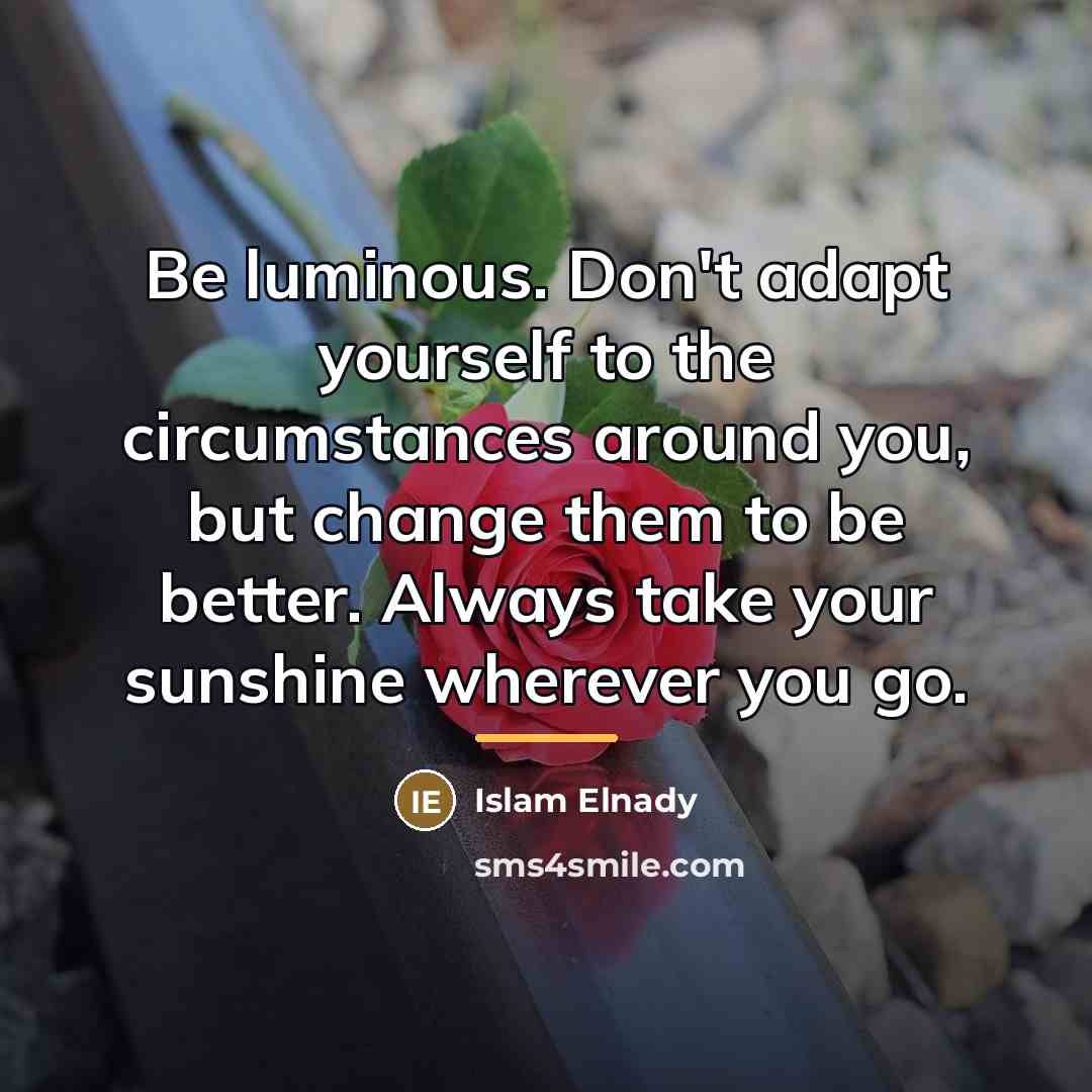 “Be luminous. Don't adapt yourself to the circumstances around you,…” quote by Islam Elnady