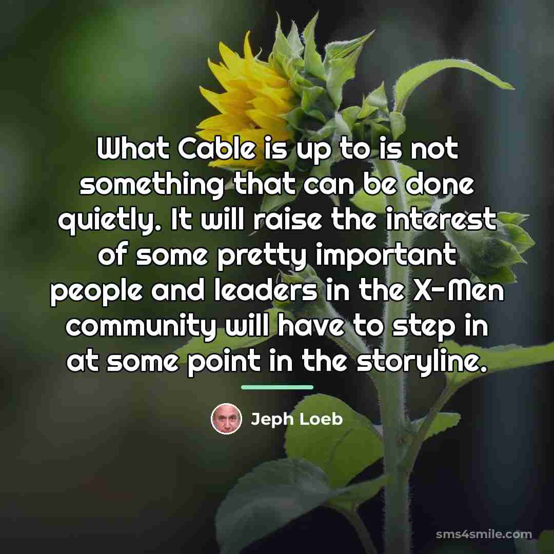 “What Cable is up to is not something that can…” quote by Jeph Loeb