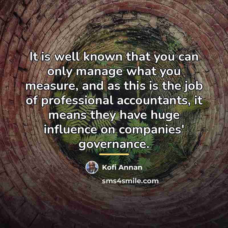 “It is well known that you can only manage what…” quote by Kofi Annan
