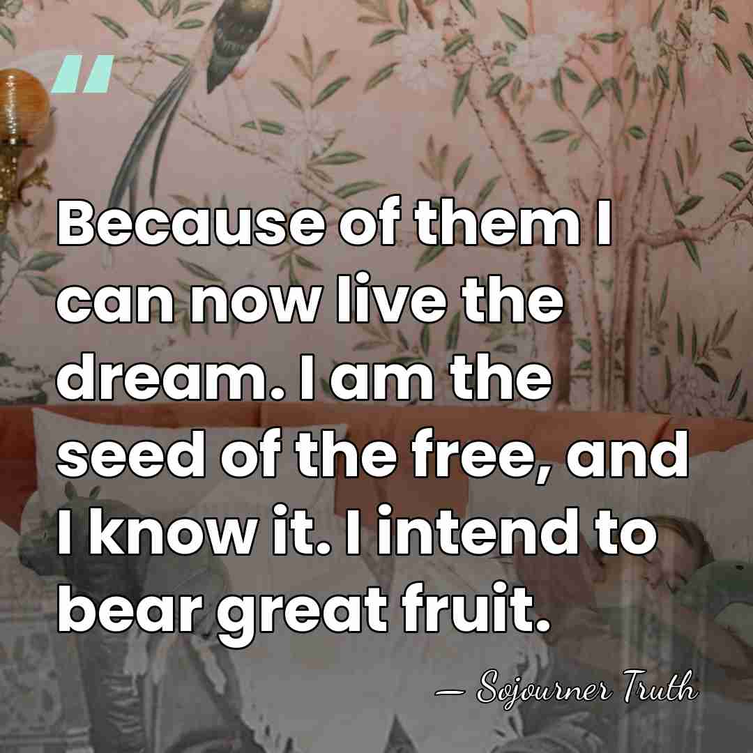 Because of them I can now live the dream. I am the&hellip; - Sojourner Truth