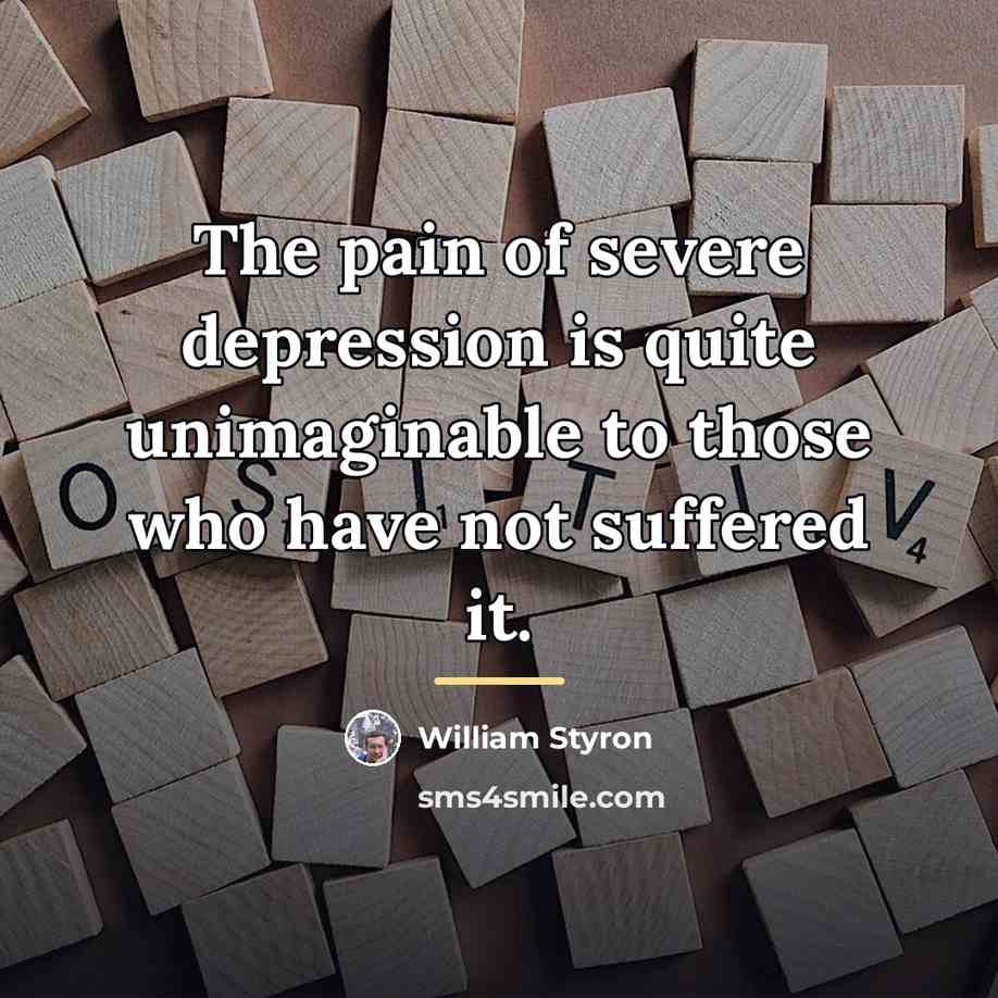 “The pain of severe depression is quite unimaginable to those…” quote by William Styron