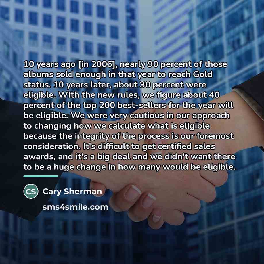 “10 years ago [in 2006], nearly 90 percent of those…” quote by Cary Sherman