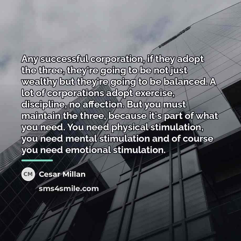 “Any successful corporation, if they adopt the three, they're going…” quote by Cesar Millan