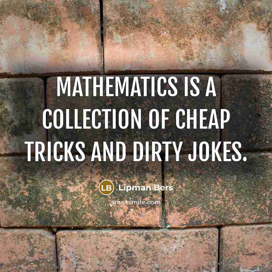 “Mathematics is a collection of cheap tricks and dirty jokes.…” quote by Lipman Bers