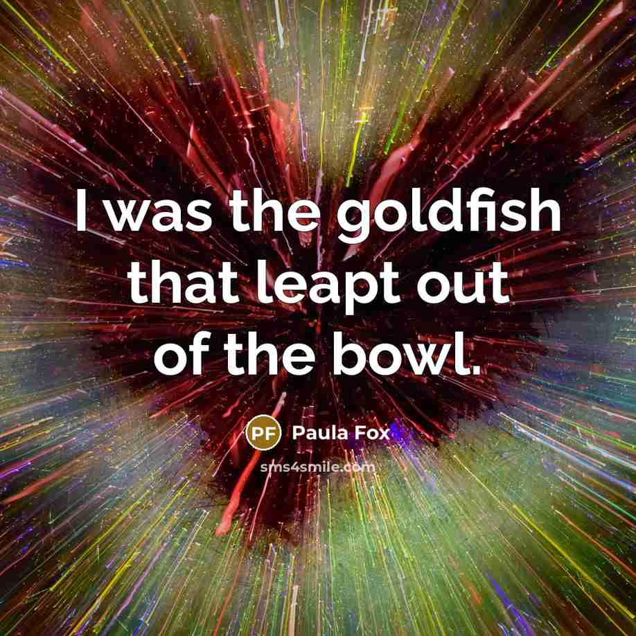 “I was the goldfish that leapt out of the bowl.” quote by Paula Fox
