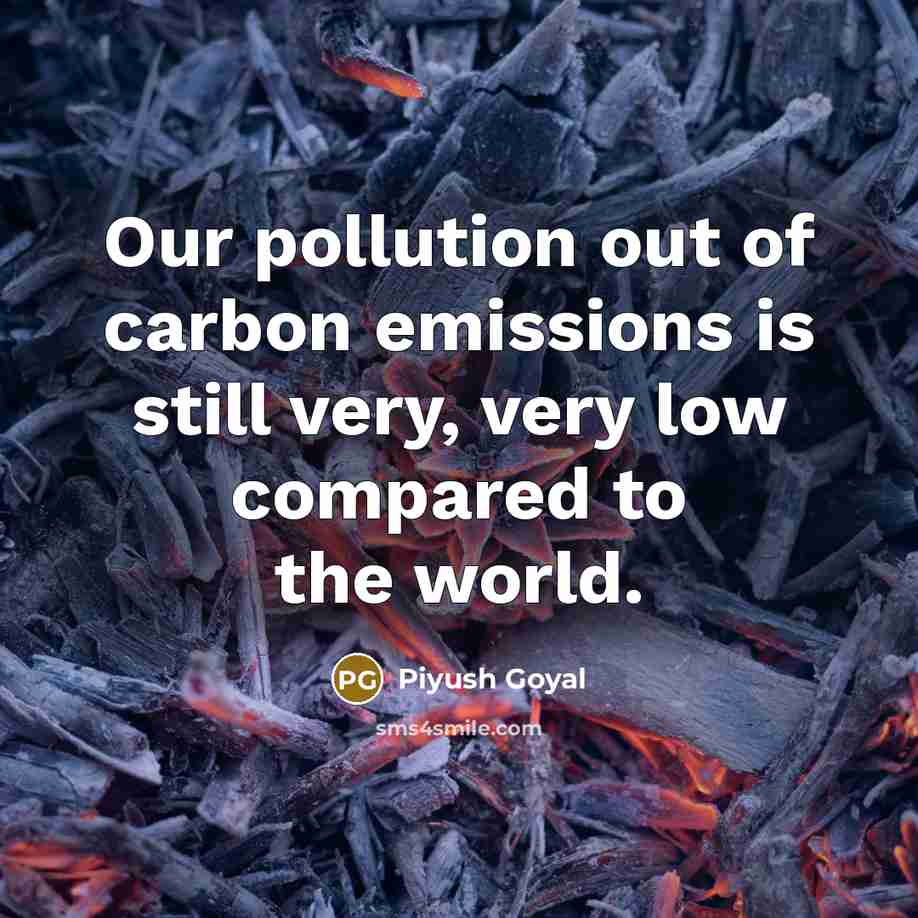 “Our pollution out of carbon emissions is still very, very…” quote by Piyush Goyal