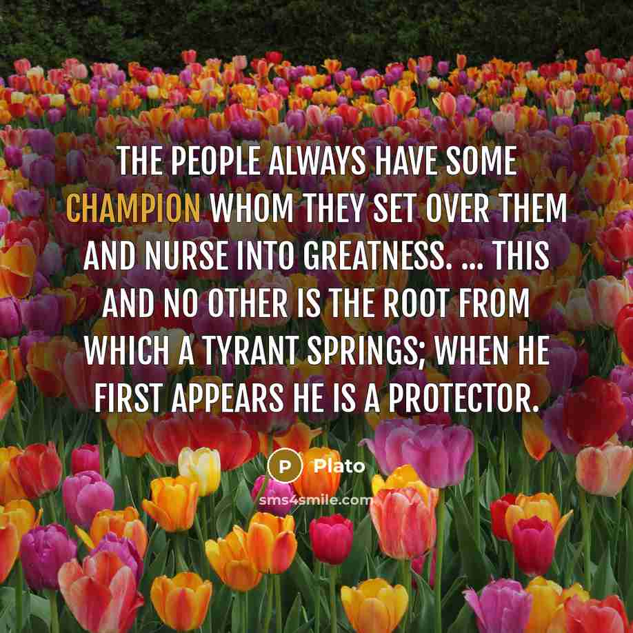 “The people always have some champion whom they set over…” quote by Plato
