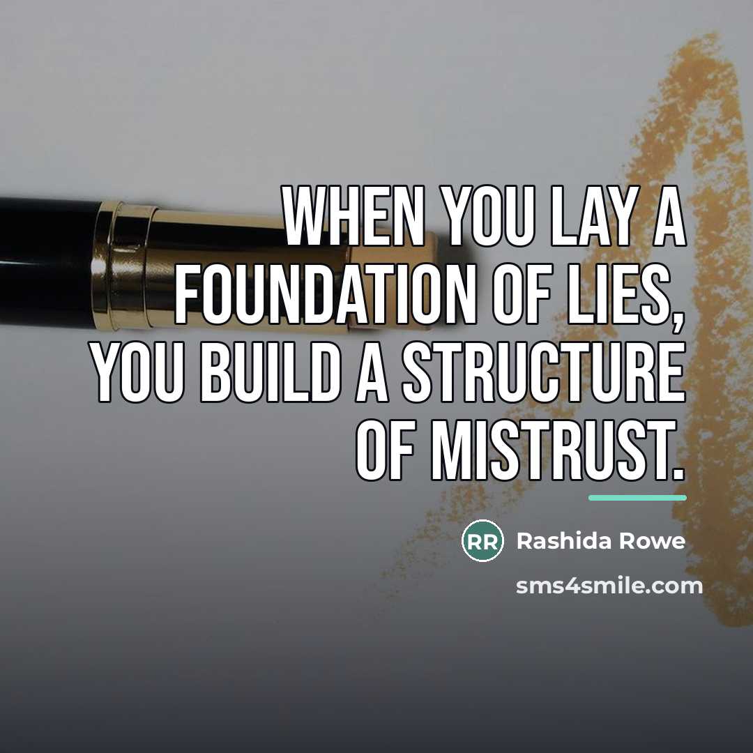“When you lay a foundation of lies, you build a…” quote by Rashida Rowe