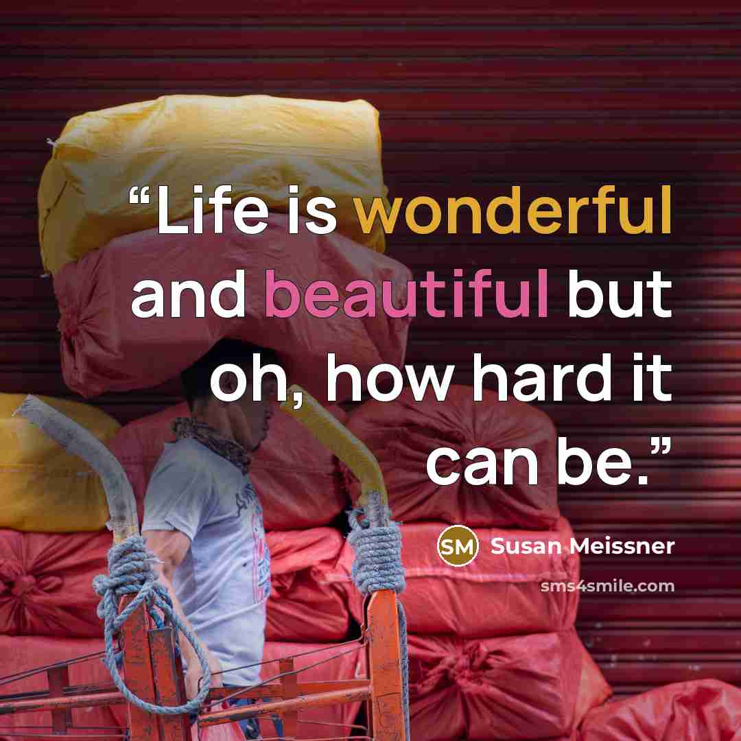 “Life is wonderful and beautiful but oh, how hard it can be.” quote by Susan Meissner