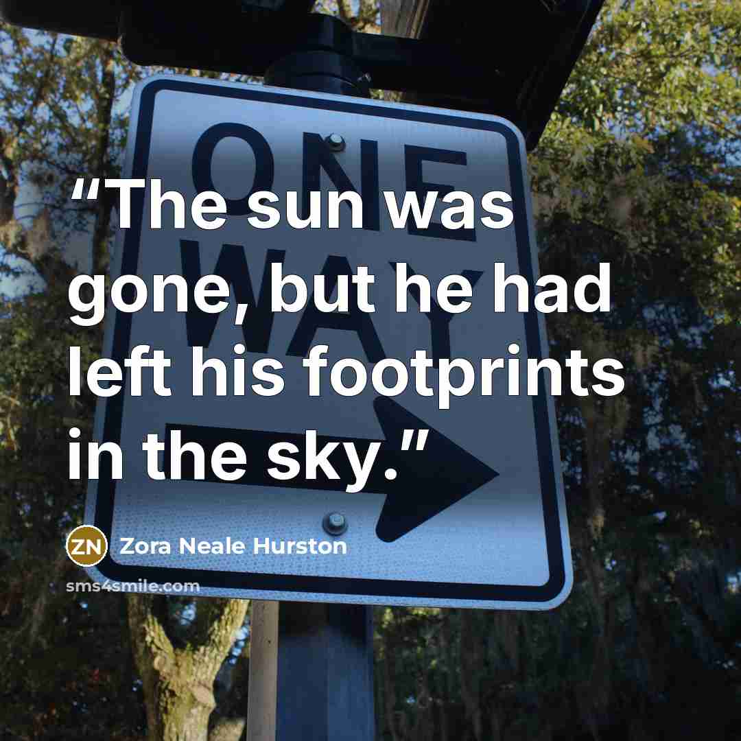 “The sun was gone, but he had left his footprints in the sky.” quote by Zora Neale Hurston