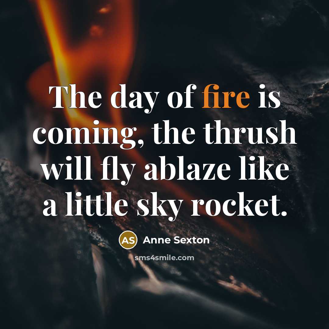 “The day of fire is coming, the thrush will fly…” quote by Anne Sexton