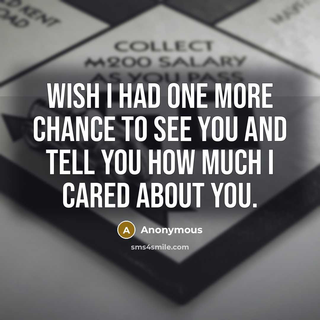“Wish I had one more chance to see you and tell you how much I cared about you.” quote by Anonymous
