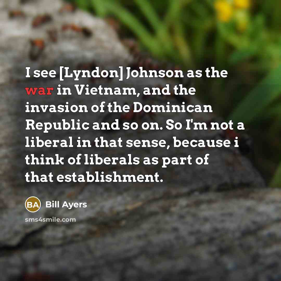 “I see [Lyndon] Johnson as the war in Vietnam, and…” quote by Bill Ayers