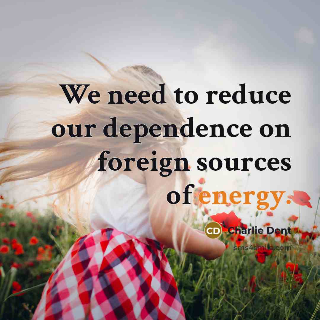 “We need to reduce our dependence on foreign sources of…” quote by Charlie Dent