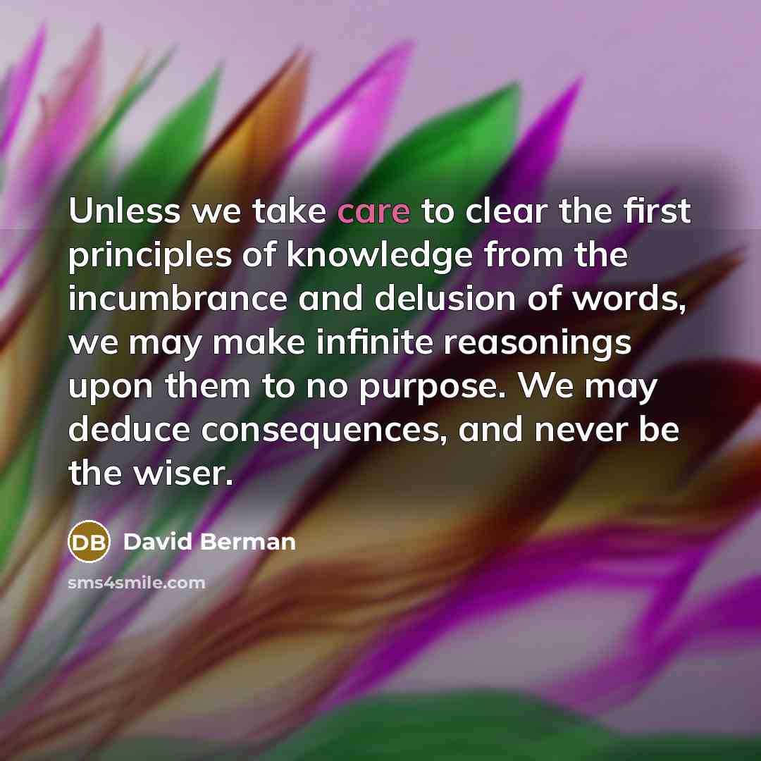“Unless we take care to clear the first principles of…” quote by David Berman