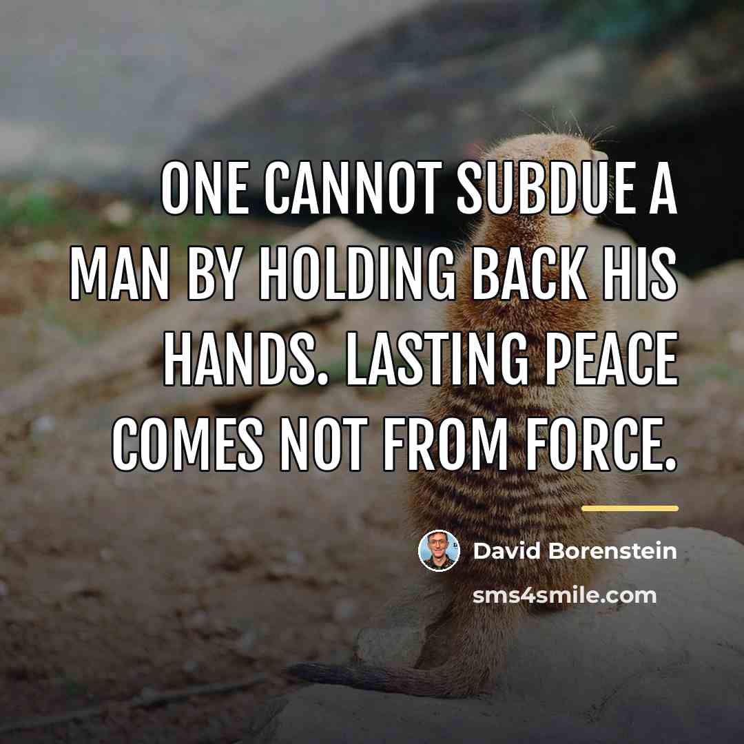“One cannot subdue a man by holding back his hands.…” quote by David Borenstein