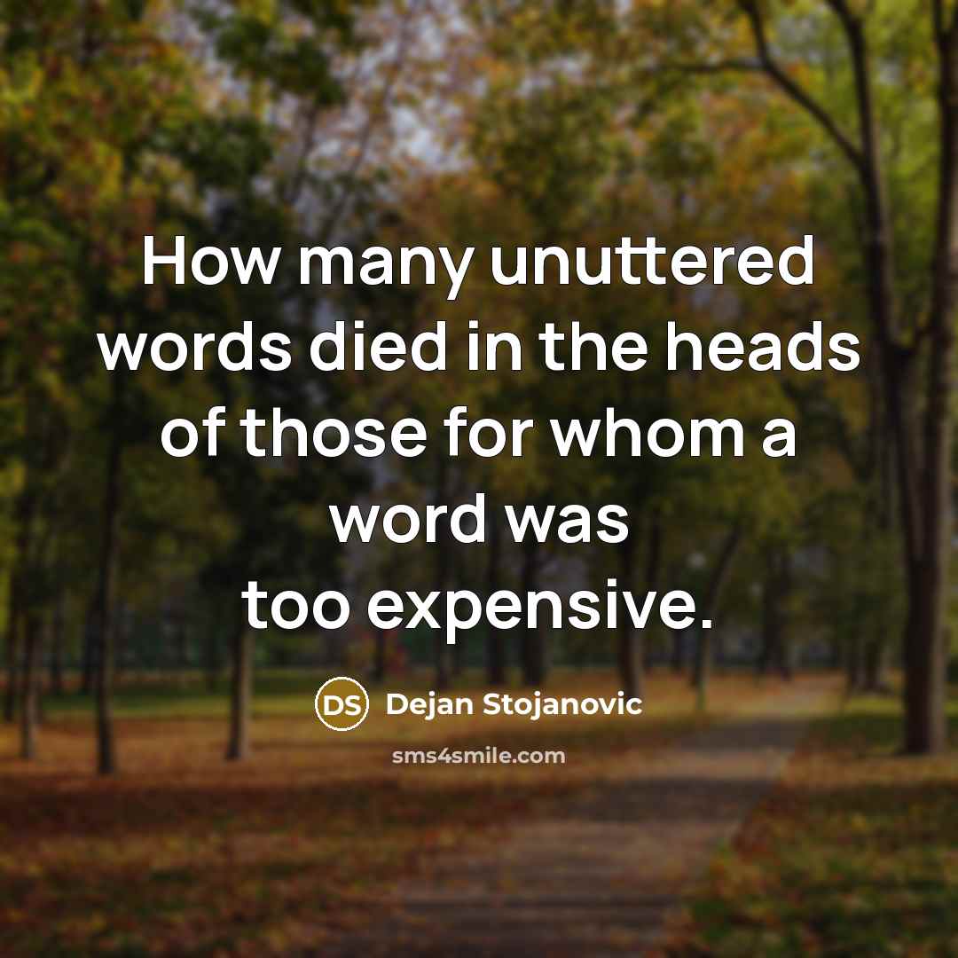 “How many unuttered words died in the heads of those…” quote by Dejan Stojanovic