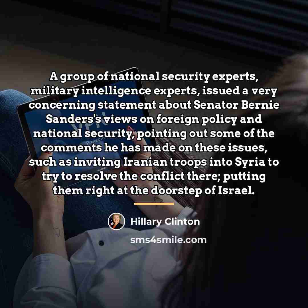 “A group of national security experts, military intelligence experts, issued…” quote by Hillary Clinton