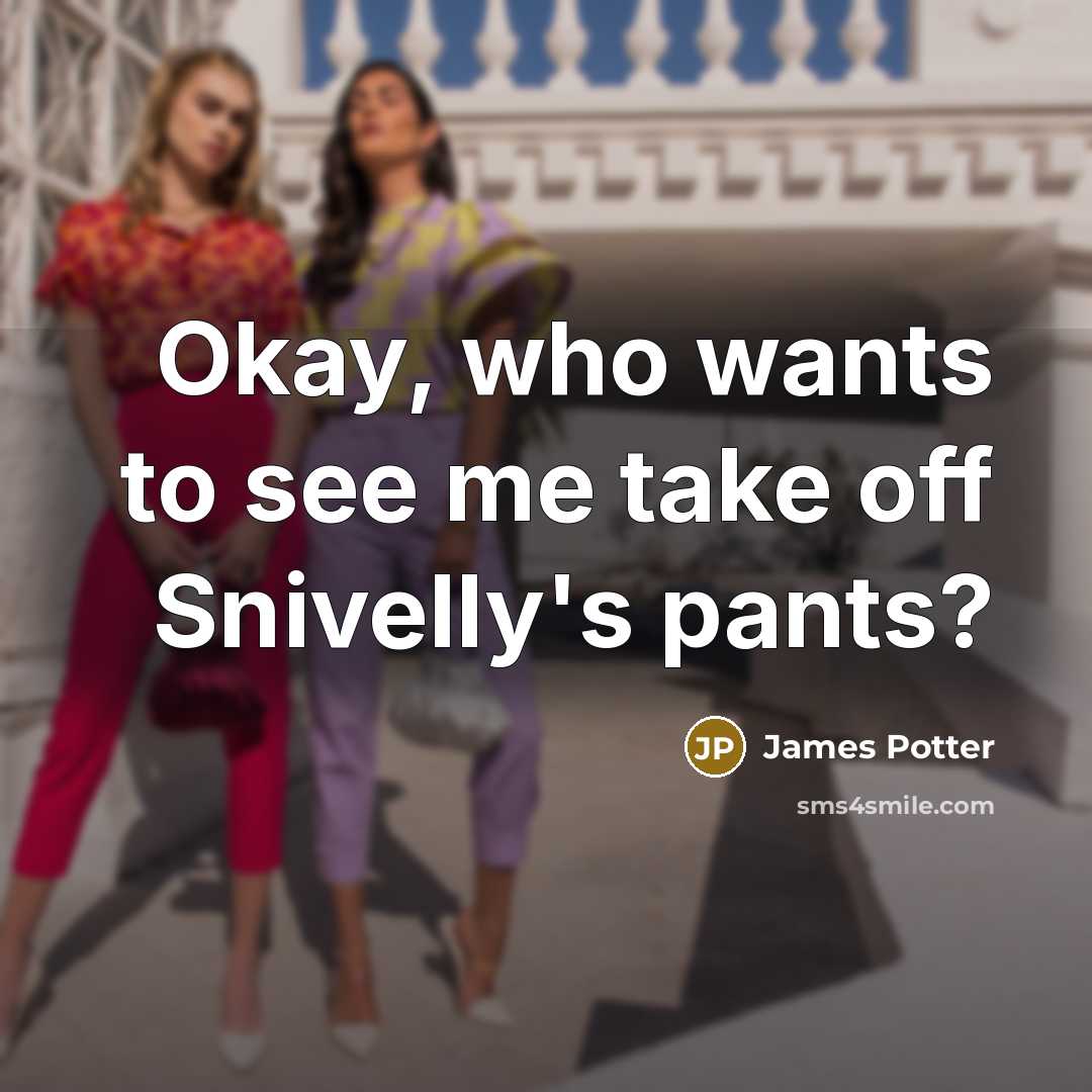 “Okay, who wants to see me take off Snivelly's pants?…” quote by James Potter