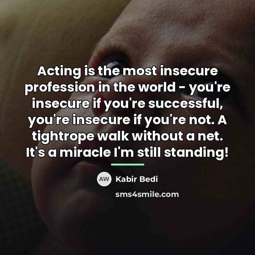 “Acting is the most insecure profession in the world -…” quote by Kabir Bedi