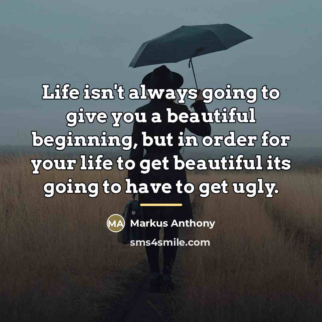 “Life isn't always going to give you a beautiful beginning,…” quote by Markus Anthony