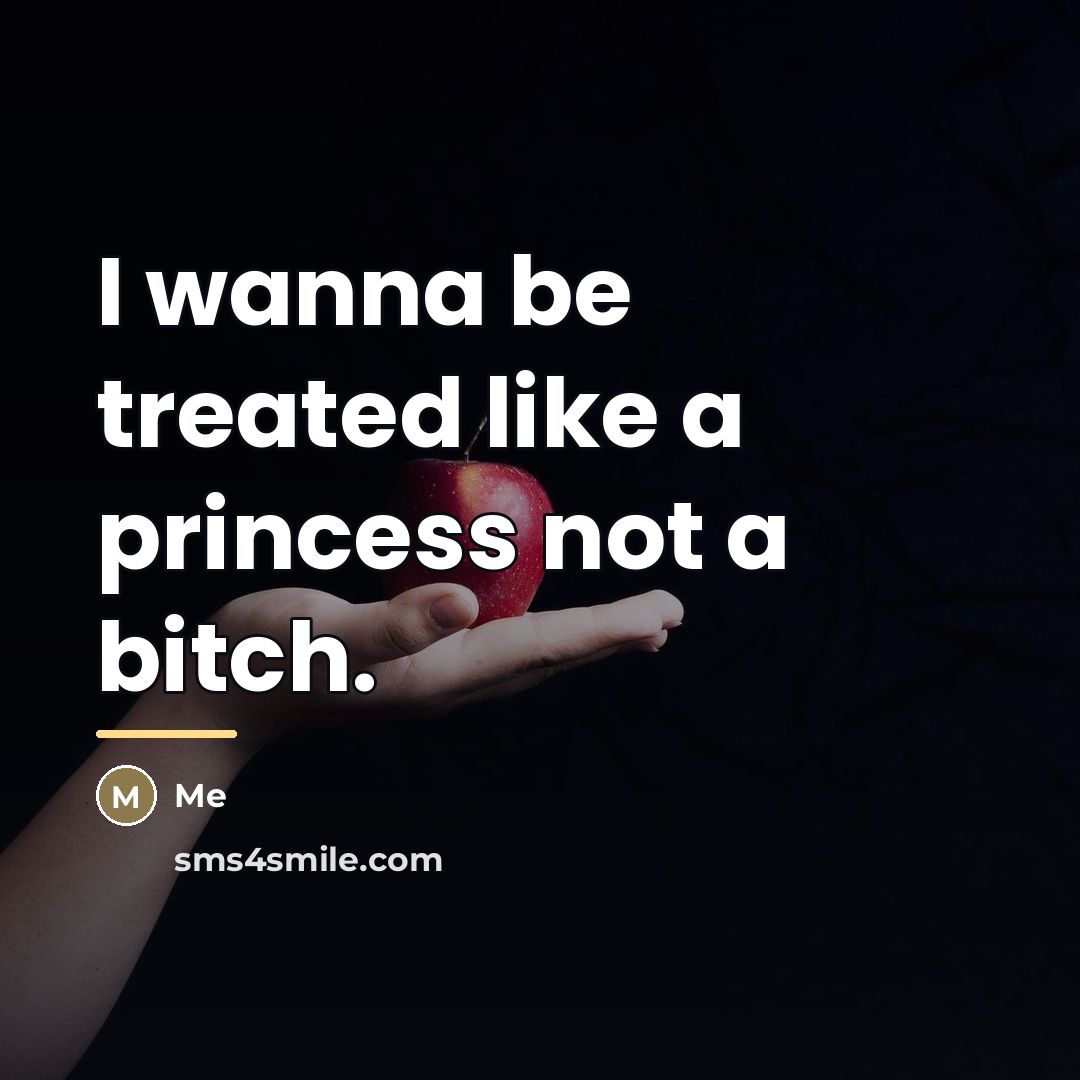 “I wanna be treated like a princess not a bitch.…” quote by Me